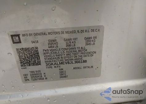 2018 GMC Terrain Sle z USA, uszkodzony, nr VIN 3GKALMEV8JL366188